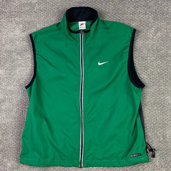 Nike Clima Fit Golf/Running Vest Men's Large Green Full Zip Nylon - Picture 1 of 15